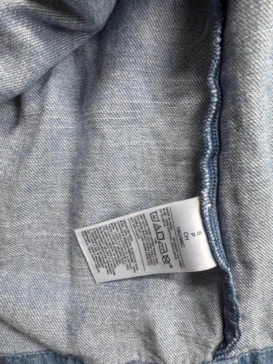 Old Navy Maternity Puff Sleeve Denim Button Front Dress Sz S Summer Western - Picture 11 of 11